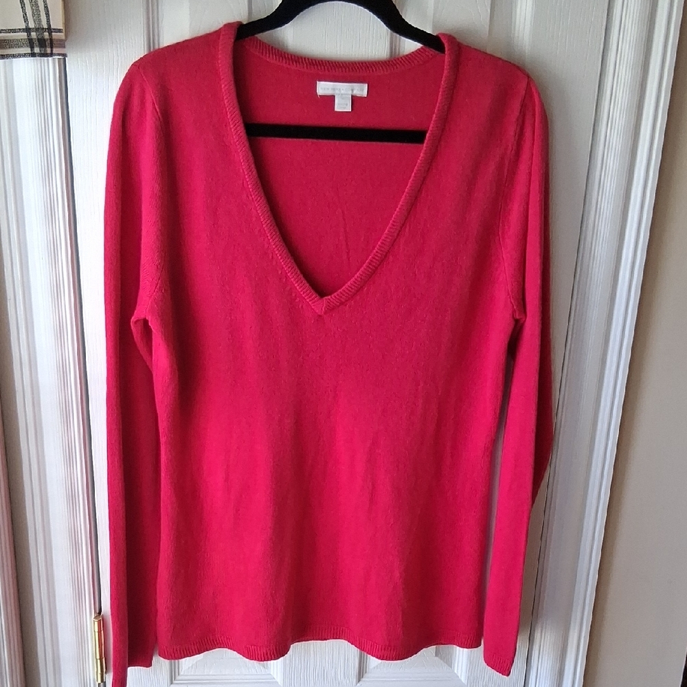 New York & Company Raspberry Pink V-Neck Sweater